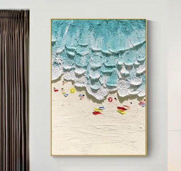 Summer Seaside waves wall art minimalism texture Oil Paintings
